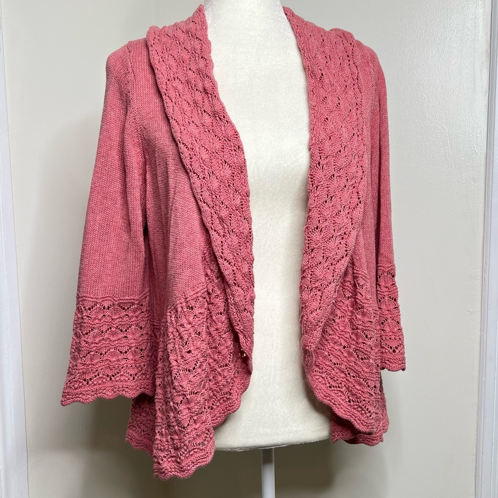 Croft & Barrow Open Front Cardigan Sweater Women’s Size XL Feminine Pink